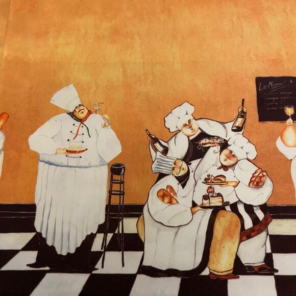 Pair of Fat Chef Cafe Curtains French Cafe - Picture 5 of 9